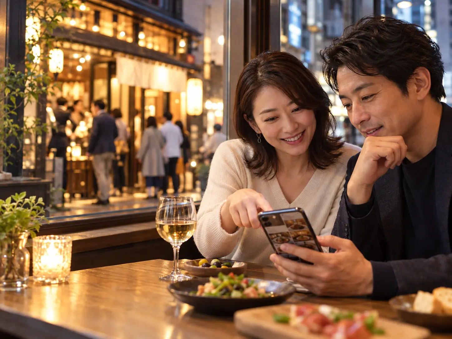 スマートフォンで飲食店を探すお客様のイメージ